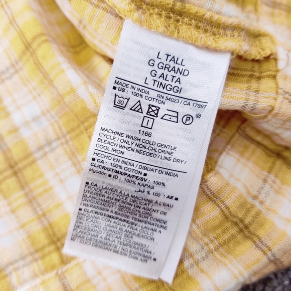 Old Navy Women's Yellow Plaid Cotton Dress - Size Large Tall Picnic Al Fresco - Picture 9 of 11